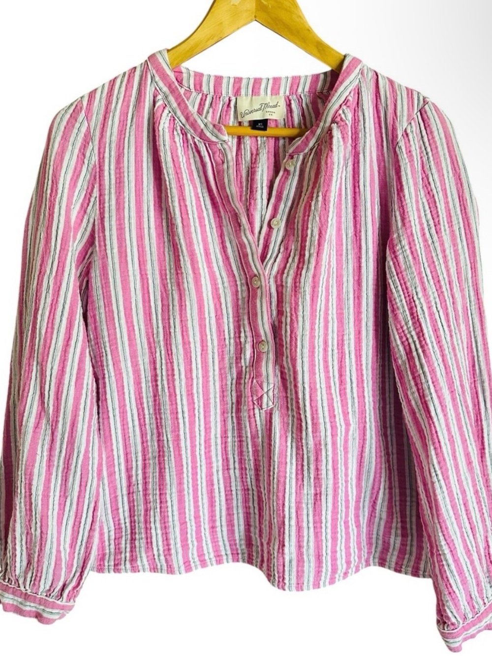 Universal Thread Gauze Striped Shirt Buttons XS